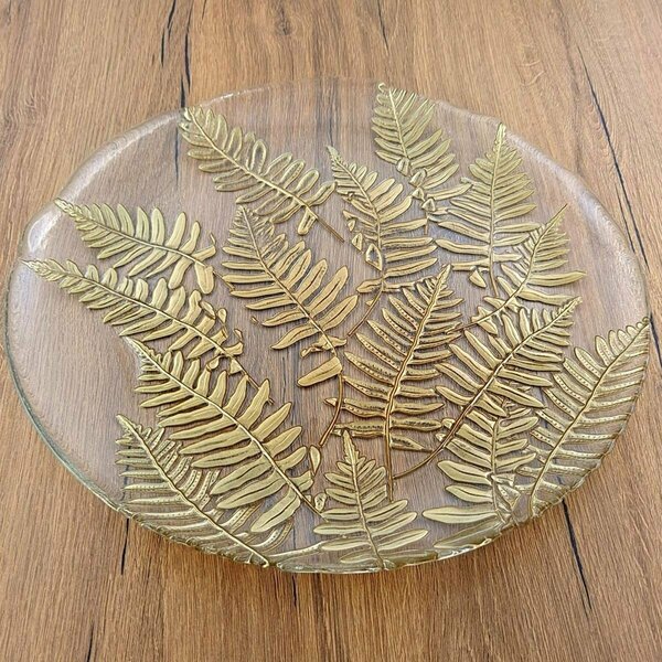 Red Pomegranate Collection 13 in. Fern Charger Plates, Gold - Set of 4 4553-1